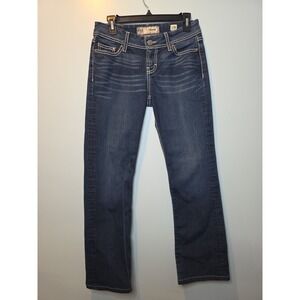 Buckle BKE Womens 27R Blue‎ Harper Boot Dark Wash Jeans Low Rise Embellished